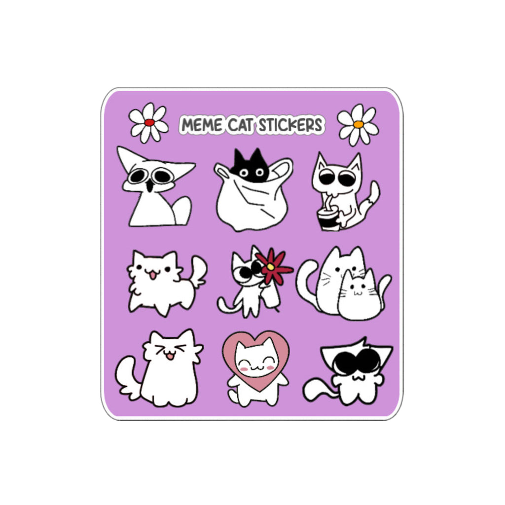 Funny Cats Sticker Sheet - 9 Funny Handmade Cat Stickers