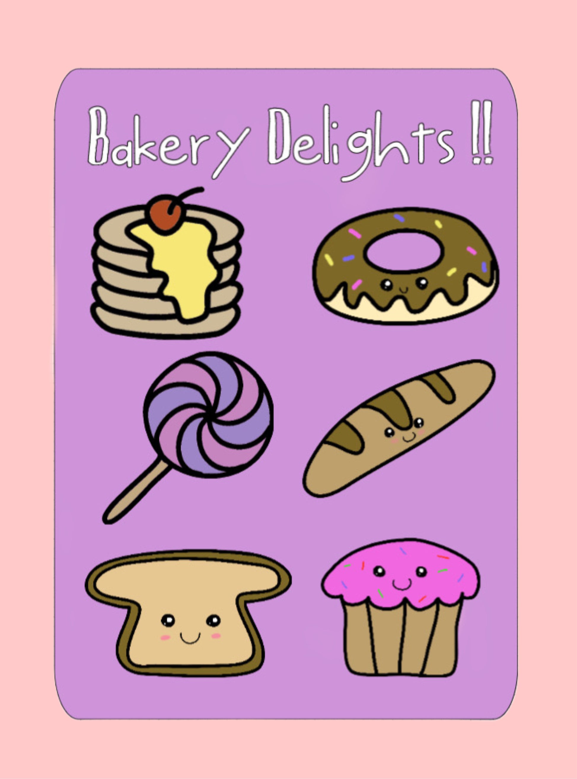 Bakery Delights Sticker Sheet - Cute Handmade stickers