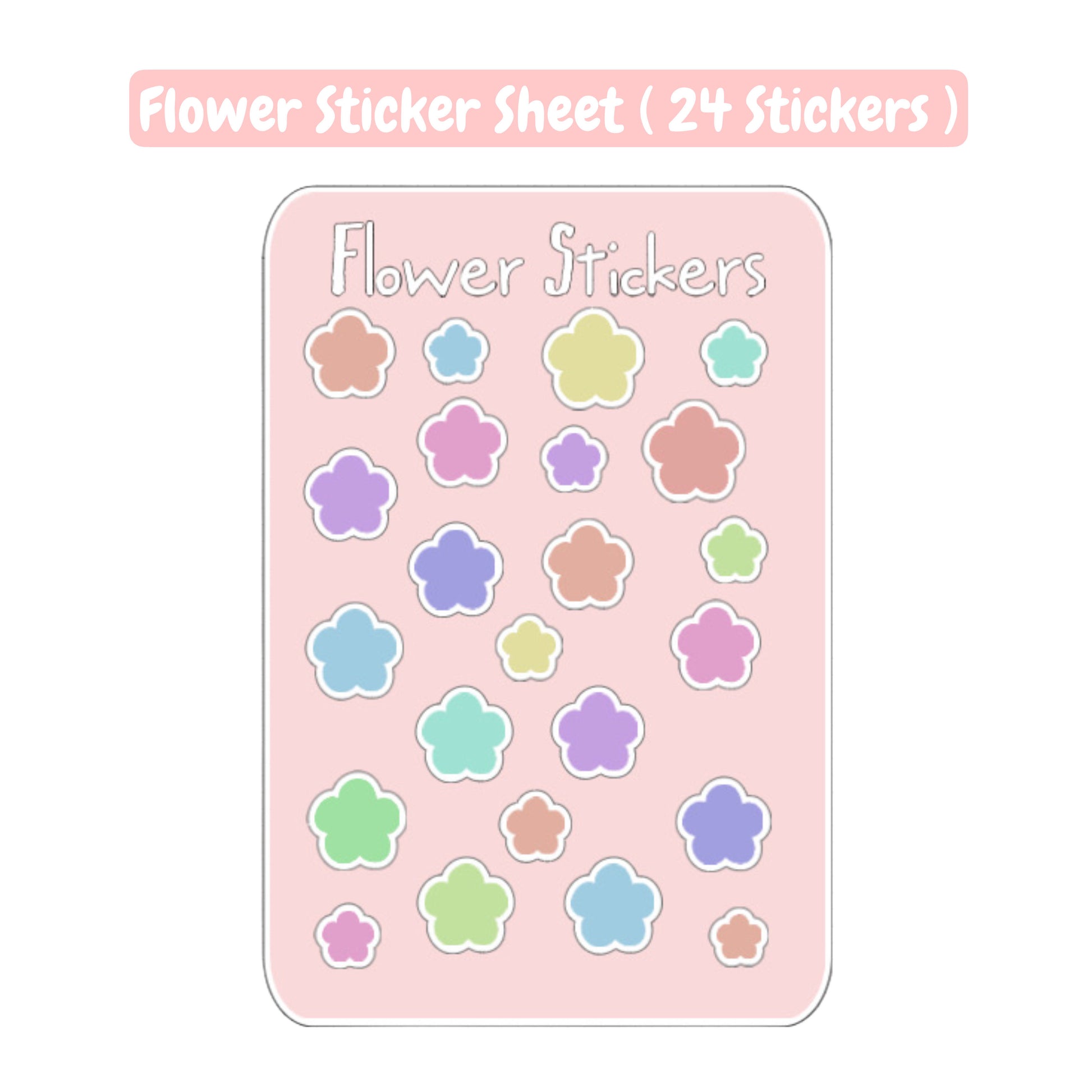 Flower Sticker Sheet - 23 Cute and Colorful Flower Shaped Stickers