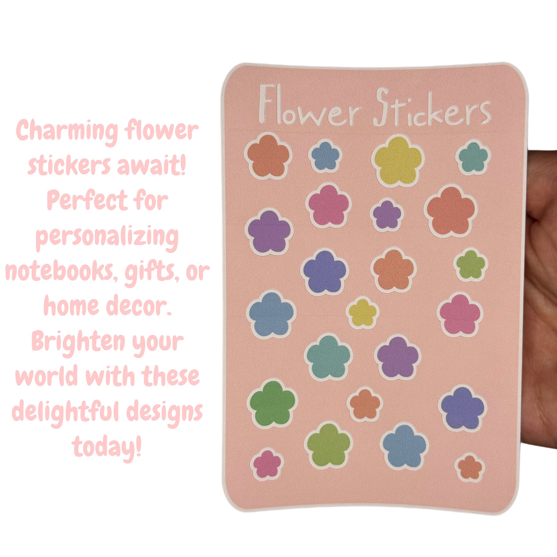 Flower Sticker Sheet - 23 Cute and Colorful Flower Shaped Stickers