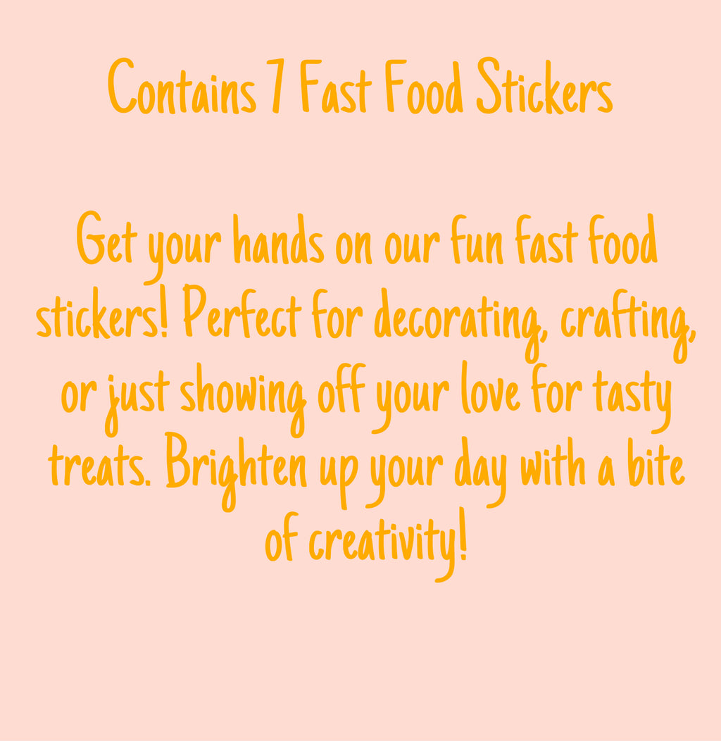 Cute Fast Food Sticker Sheet - 7 Cute Hand-Drawn Stickers