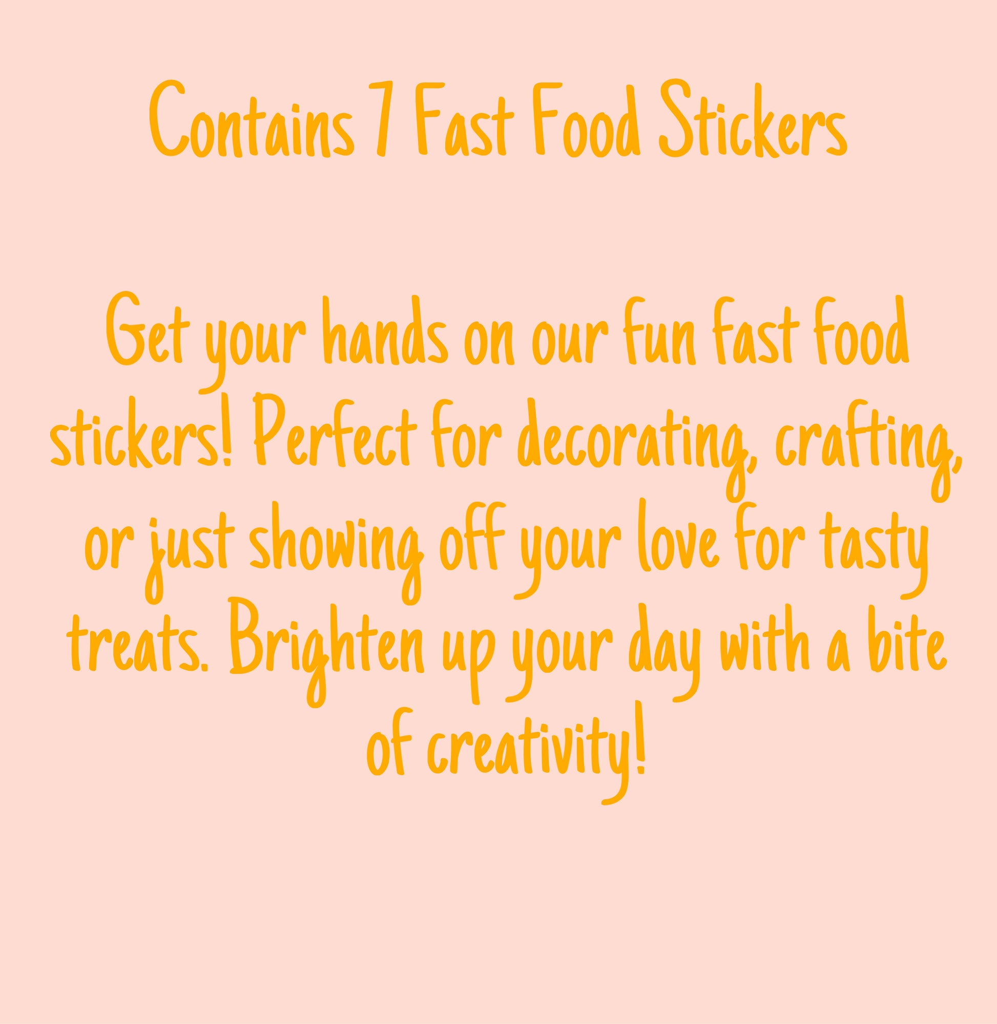 Cute Fast Food Sticker Sheet - 7 Cute Hand-Drawn Stickers