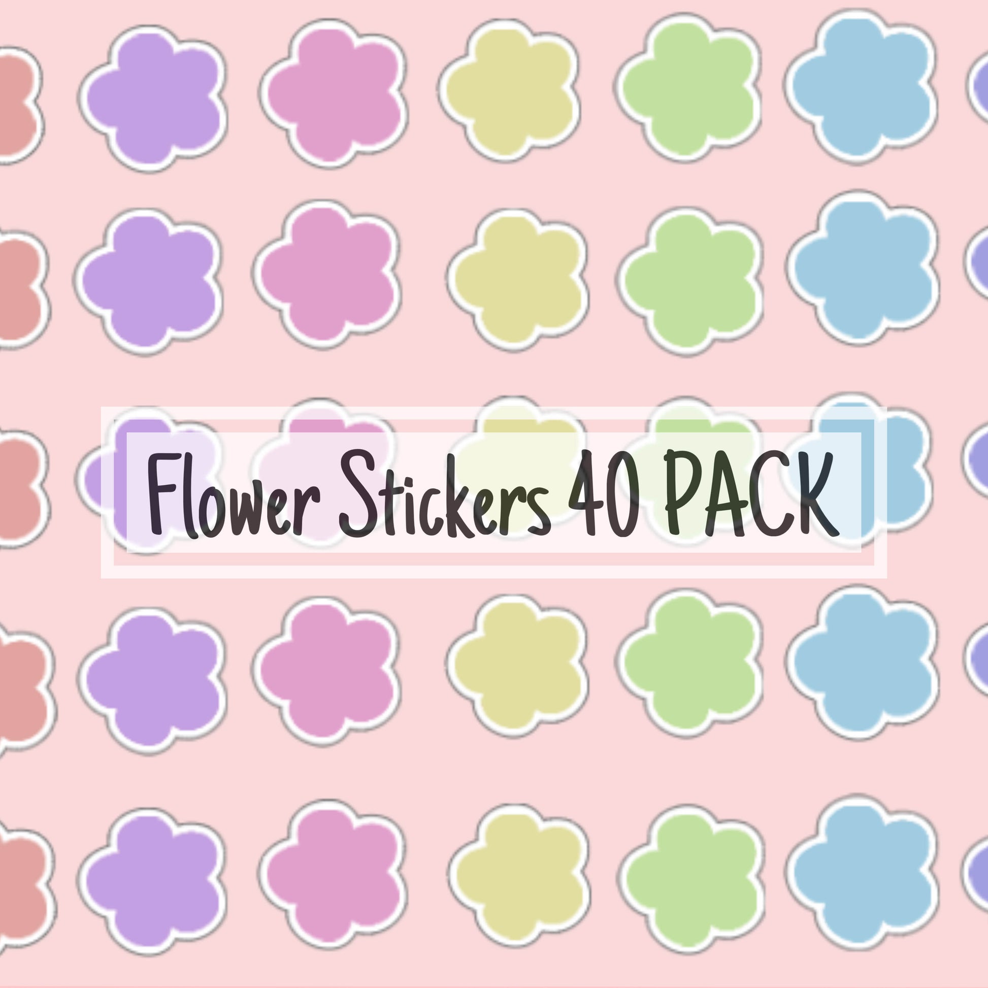 Colorful Flower Stickers - 40 Simple and Colorful Hand-Drawn Flower Stickers