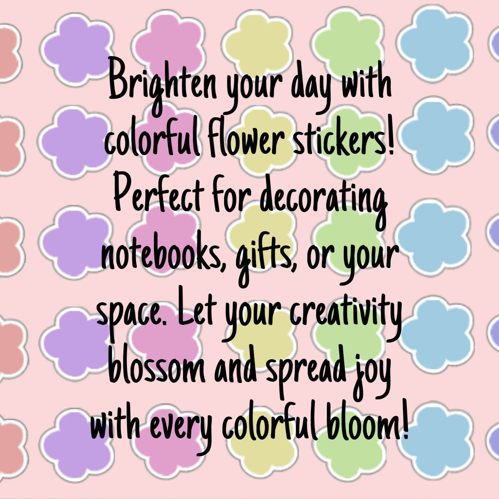 Colorful Flower Stickers - 40 Simple and Colorful Hand-Drawn Flower Stickers