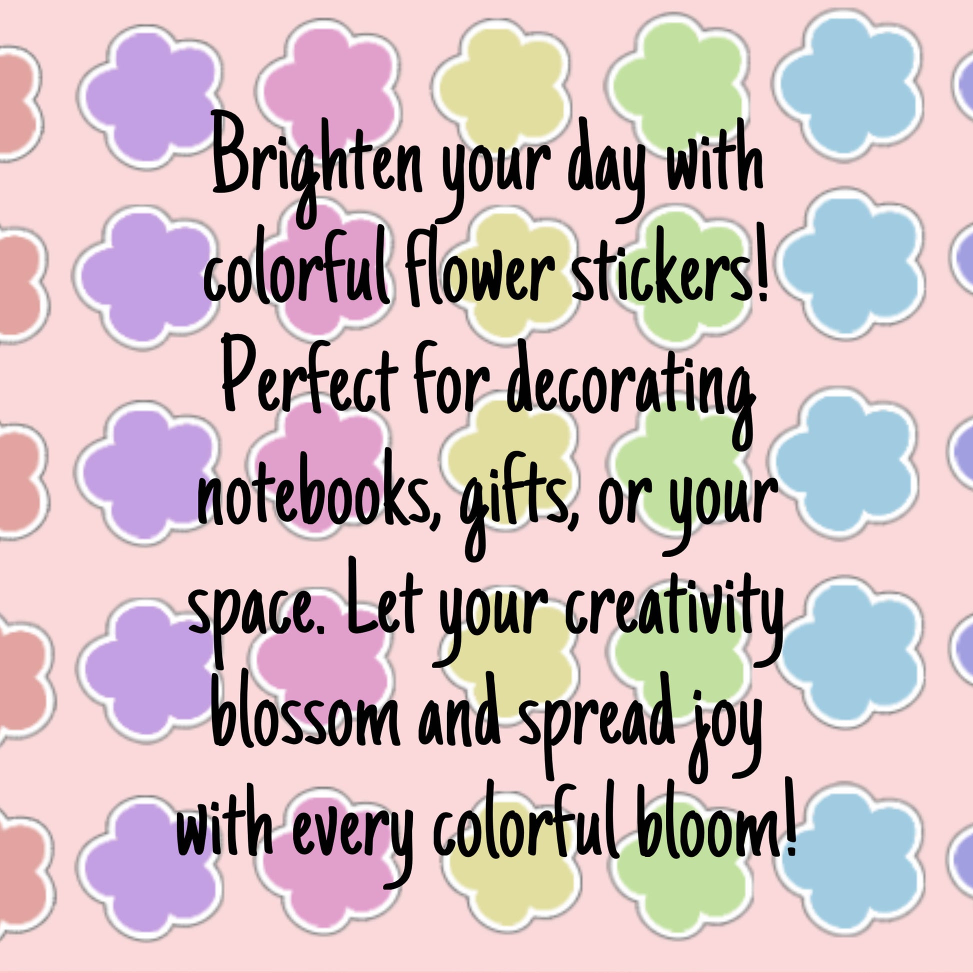 Colorful Flower Stickers - 40 Simple and Colorful Hand-Drawn Flower Stickers