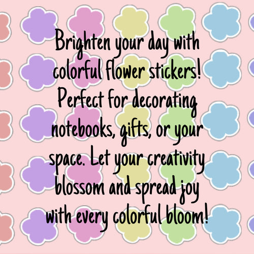 Colorful Flower Stickers - 40 Simple and Colorful Hand-Drawn Flower Stickers