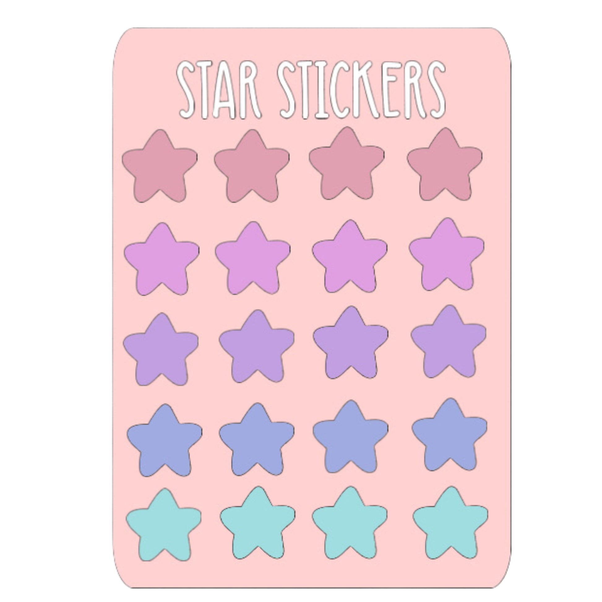 Stars Sticker Sheet - 20 Colorful Star Shaped Stickers