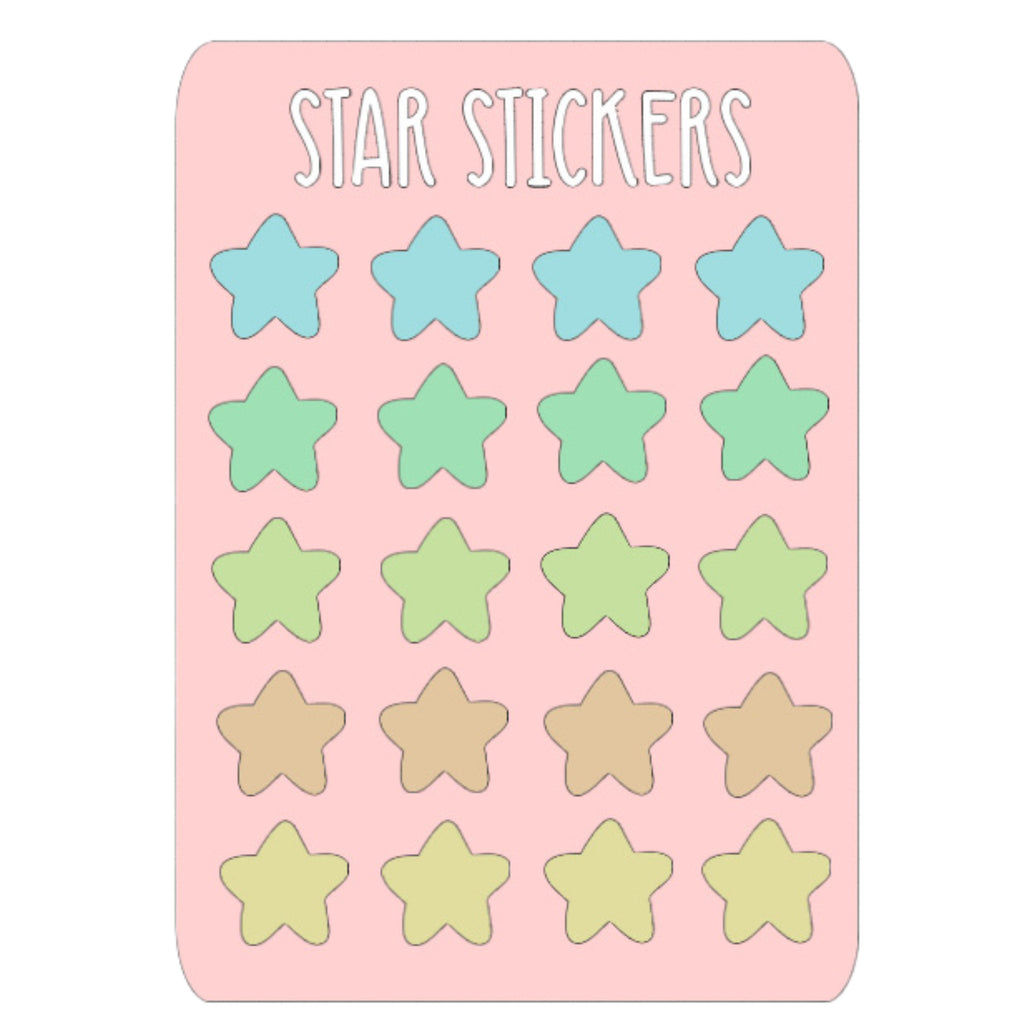 Stars Sticker Sheet - 20 Colorful Star Shaped Stickers