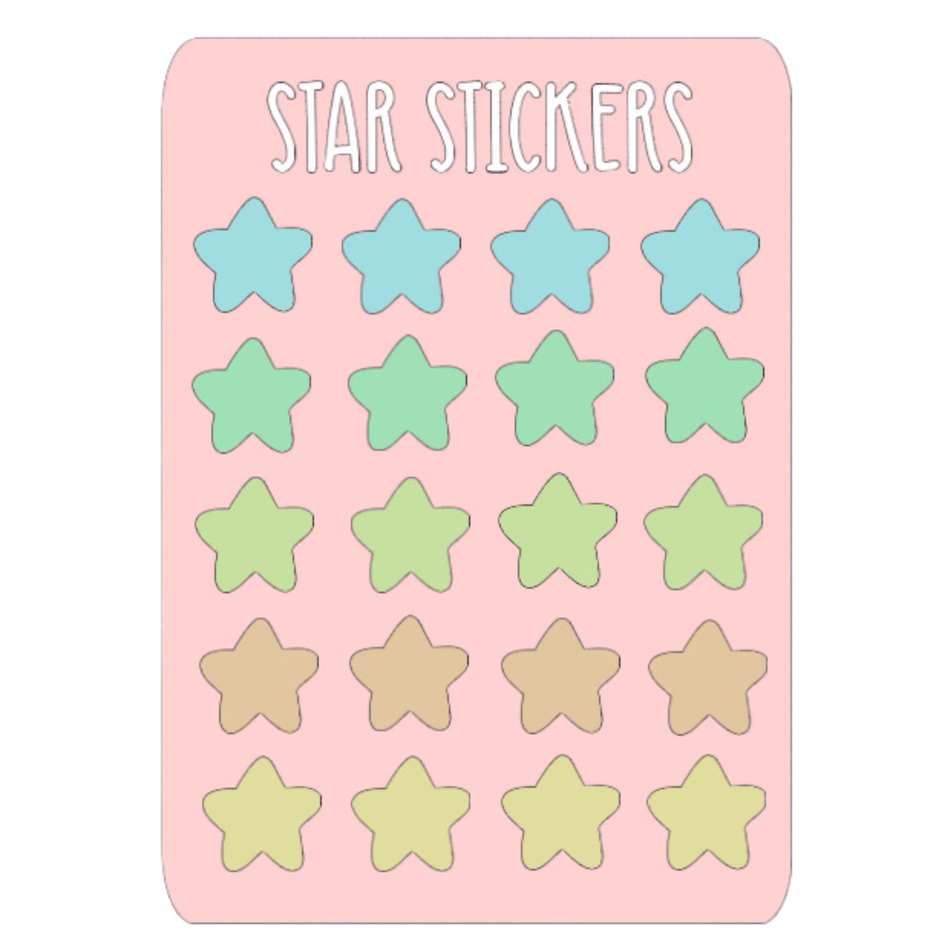 Stars Sticker Sheet - 20 Colorful Star Shaped Stickers