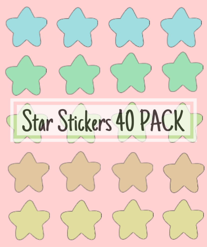 Colorful Star Stickers - 40 Simple and Colorful Hand-Drawn Star Stickers