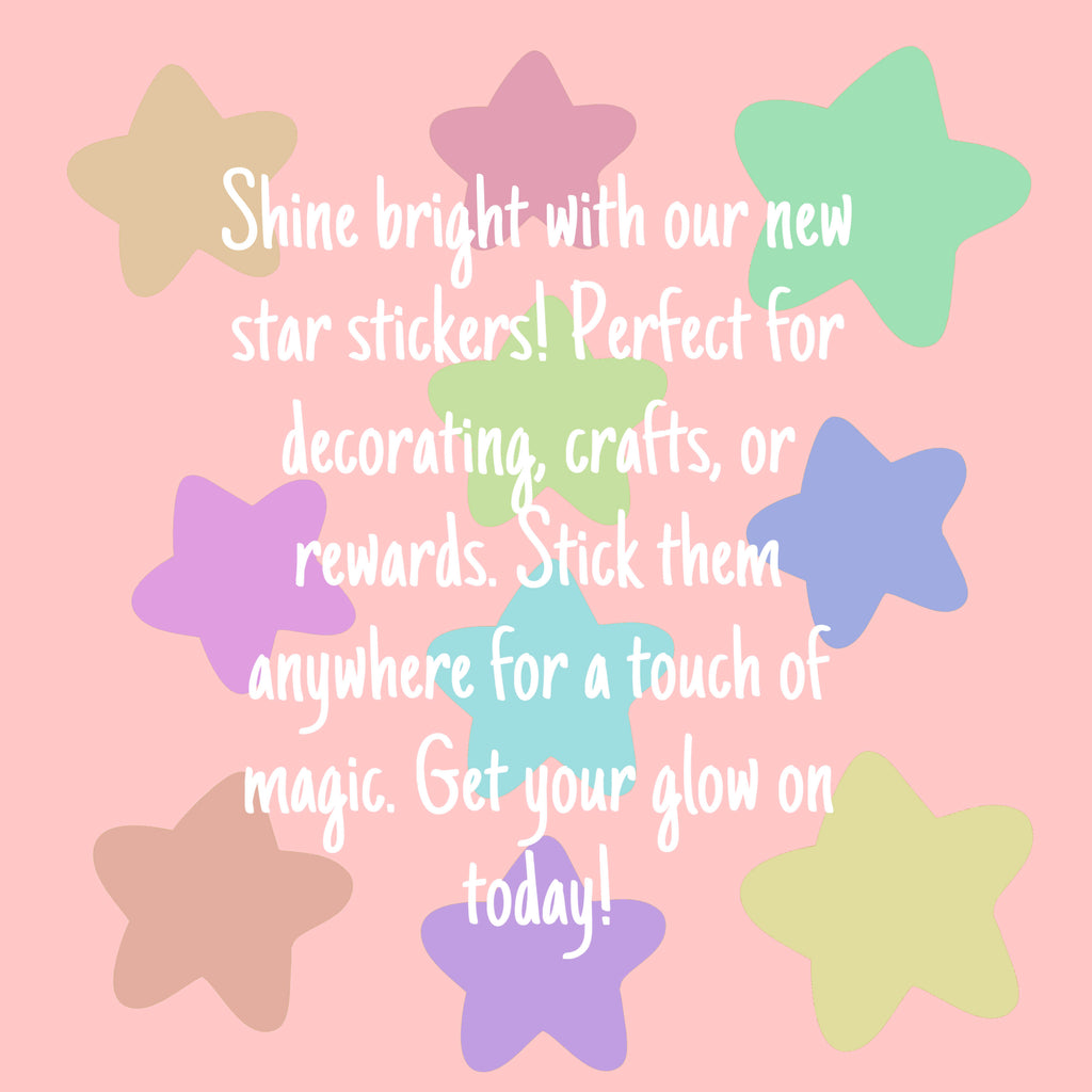 Colorful Star Stickers - 40 Simple and Colorful Hand-Drawn Star Stickers