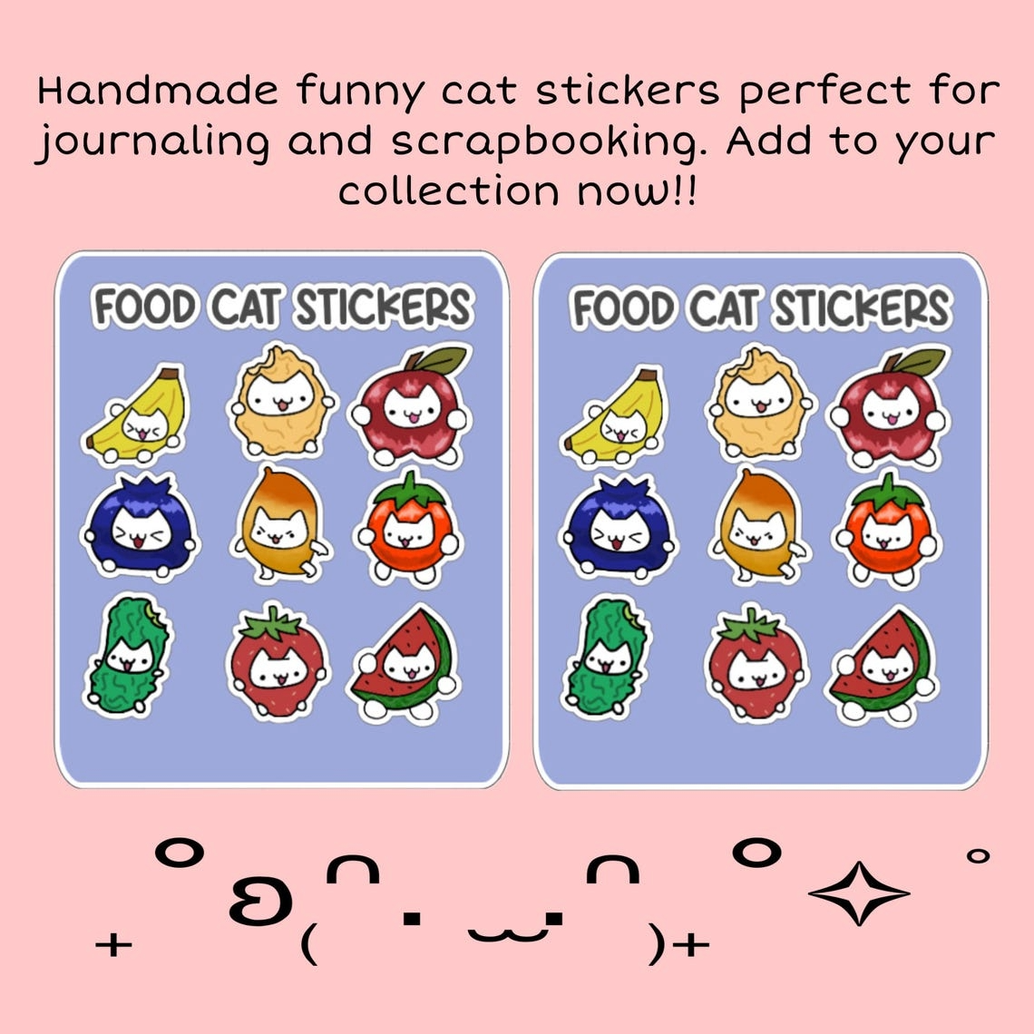 Funny Handmade Food Cat Sticker Sheet