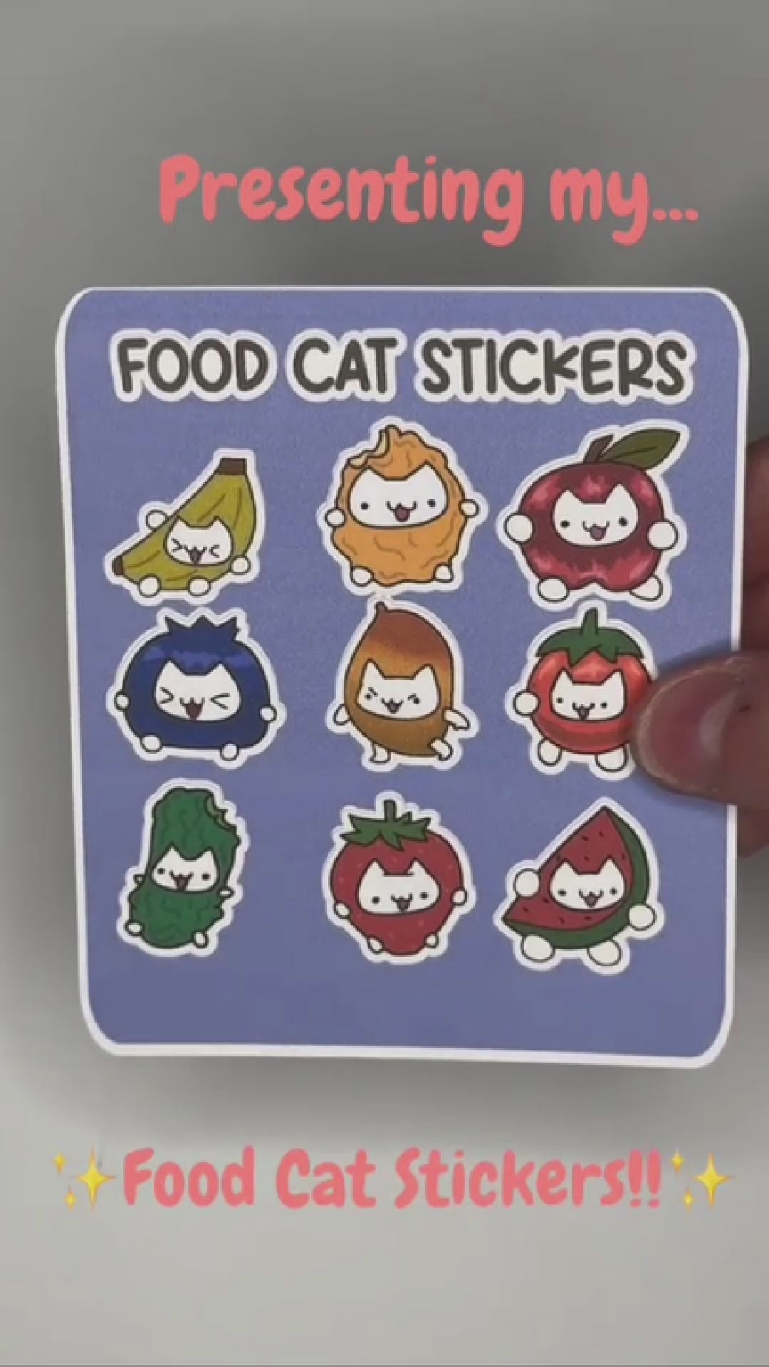 Funny Handmade Food Cat Sticker Sheet